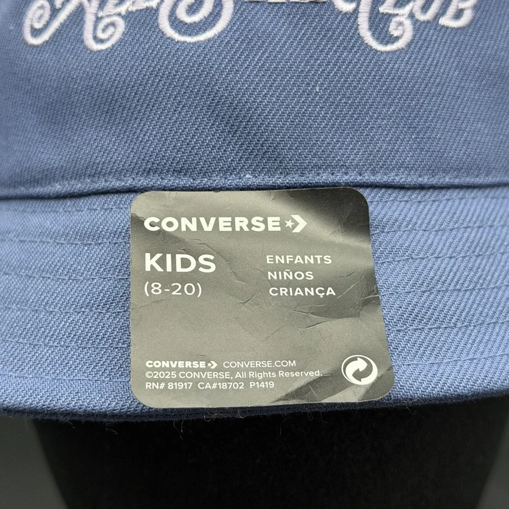 New Converse Kids All Star Club Bucket Hat Size Kids 8-20 Light Blue Sun Cap
